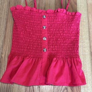Red smocked top